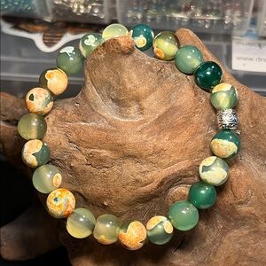 8mm Green and orange fire agate